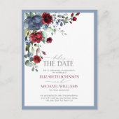 Carte Postale Faire-part Reporter la dateMariage bleu poussiéreux Bourgogne (Devant)