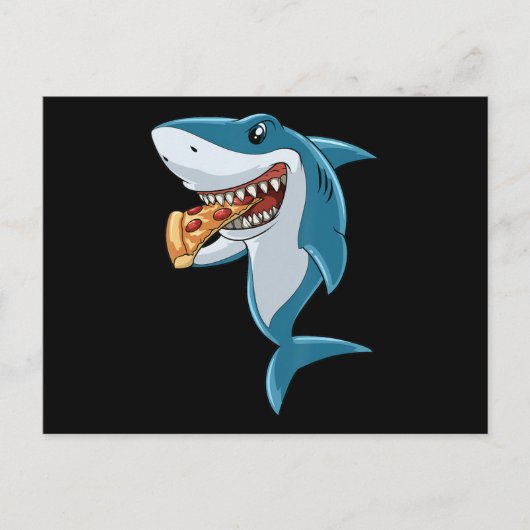 Carte Postale Faire-part Requin Mangeant Pizza Amoureux de Requin Amoureux (Devant)