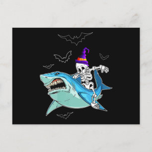 Carte Postale Faire-part Requin qui monte un squelette drôle - Cadeau de Ha
