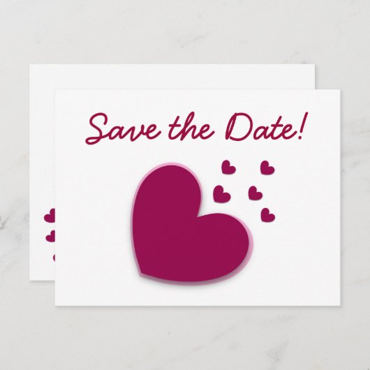 Carte Postale Faire-part RÉSERVER LA DATE. Explosion de Cœurs A11 (Devant / Derrière)