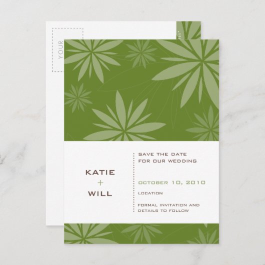 Carte Postale Faire-part RÉSERVER LA DATE :: vitalité fougère (Devant / Derrière)