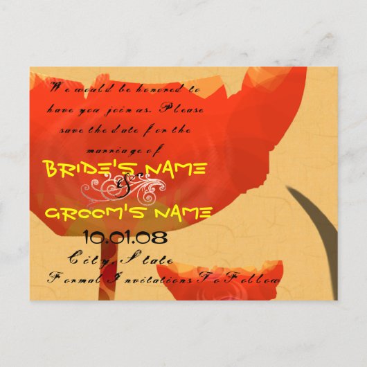 Carte Postale Faire-part Réservez la date (Dos)