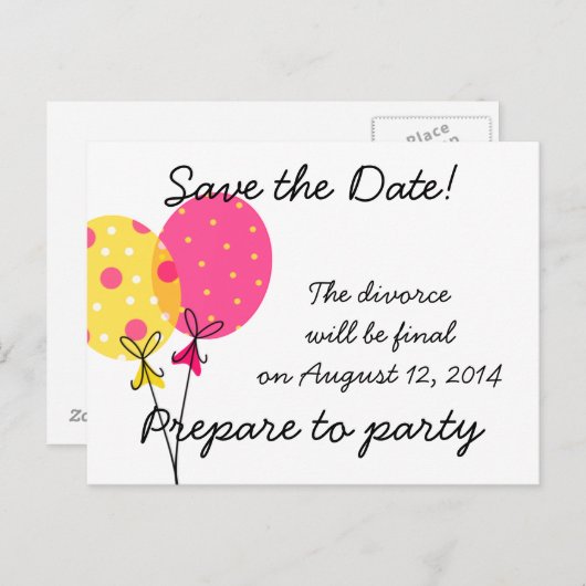 Carte Postale Faire-part Réservez la date, le divorce sera finalisé (Devant / Derrière)