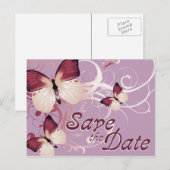 Carte Postale Faire-part réservez la date: papillons : (Devant / Derrière)