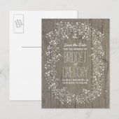 Carte Postale Faire-part Respiration du bébé Bois rustique Sauvez la date (Devant / Derrière)