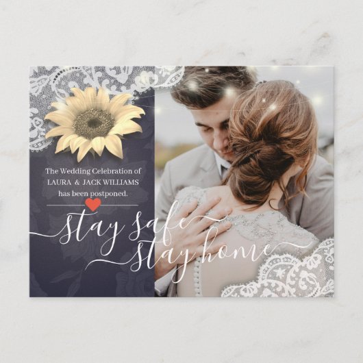 Carte Postale Faire-part Restez à la maison et restez en sécurité Mariage P (Devant)