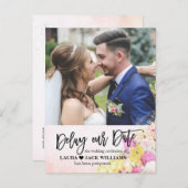 Carte Postale Faire-part Retarder notre date Elegant Mariage Postponement p (Devant / Derrière)