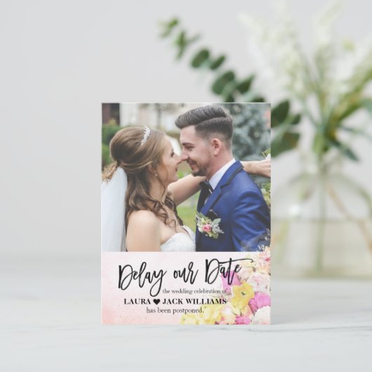 Carte Postale Faire-part Retarder notre date Elegant Mariage Postponement p (Debout devant)