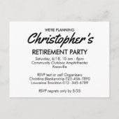 Carte Postale Faire-part Retirement Party Replaceable Photo Save The Date (Dos)