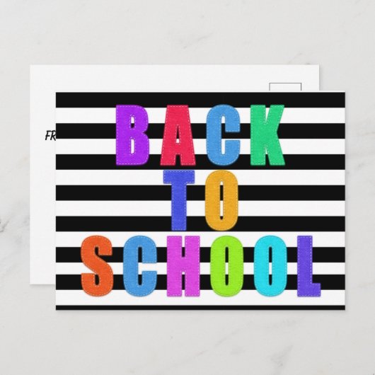 Carte Postale Faire-part Retour À L'École | Faux Felt avec piqûres (Devant / Derrière)