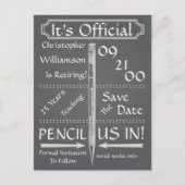 Carte Postale Faire-part Retraite Tableau Noir Rétro Épargnez La Date Fête (Devant)