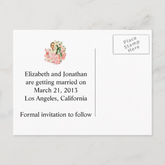 Carte Postale Faire-part Retro 1950s Couple Enregistrer la date (Dos)