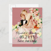 Carte Postale Faire-part Retro 1950s Couple V2 Enregistrer la date (Devant / Derrière)