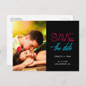 Carte Postale Faire-part Retro 80s Lampes néon Enregistrer la photo de date (Devant / Derrière)