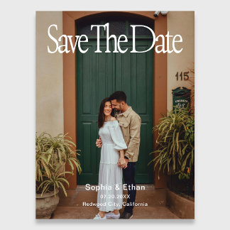 Carte Postale Faire-part Retro 90s Full Photo Wedding Save The Date