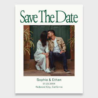 Carte Postale Faire-part Retro 90s Photo Wedding Save The Date