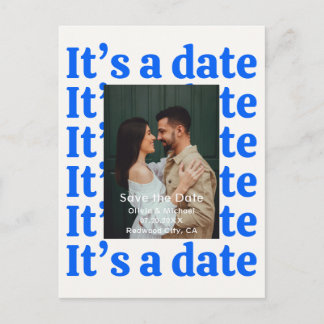 Carte Postale Faire-part Retro 90s Photo Wedding Save The Date Announcement