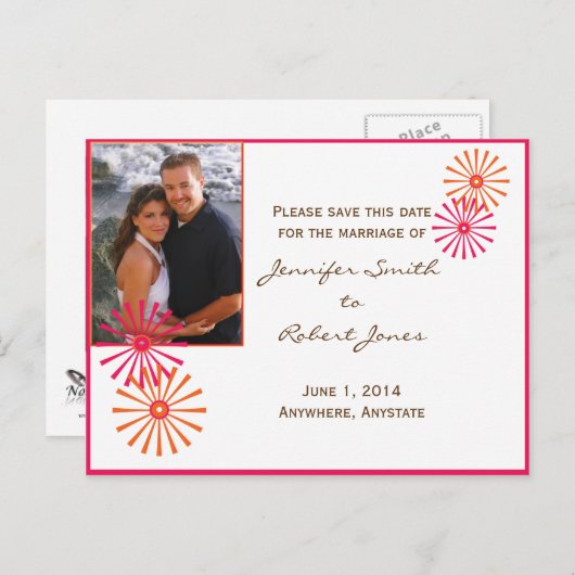 Carte Postale Faire-part Rétro avec une touche moderne Starburst (Devant / Derrière)