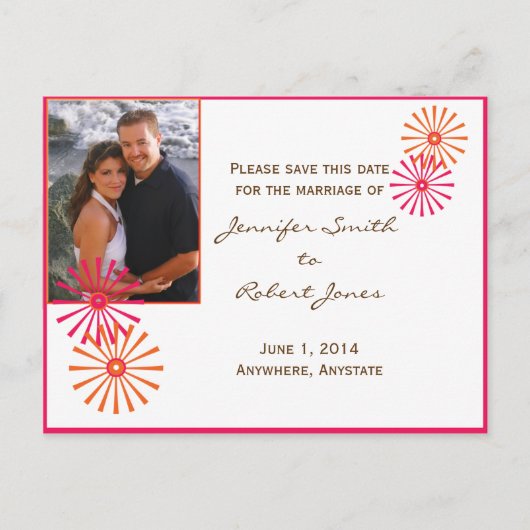 Carte Postale Faire-part Rétro avec une touche moderne Starburst (Devant)