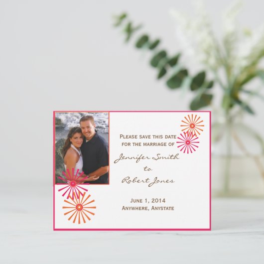 Carte Postale Faire-part Rétro avec une touche moderne Starburst (Debout devant)