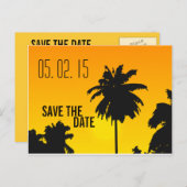 Carte Postale Faire-part Retro Beach Wedding Sauvez les Dates (Devant / Derrière)