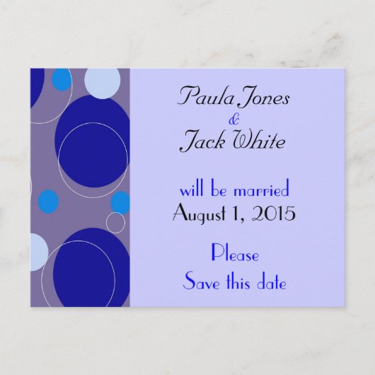 Carte Postale Faire-part Retro Blue Circles & Ovals Royal Enregistrer la da (Devant)