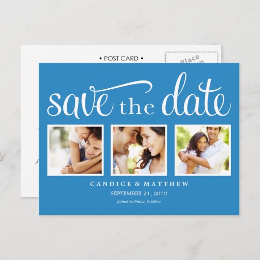 CARTE POSTALE FAIRE-PART RETRO | ENREGISTREZ LA DATE (Devant / Derrière)