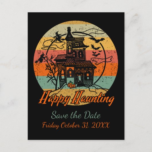 Carte Postale Faire-part Retro Halloween Happy Haunting Haunting Haunting H (Devant)