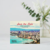 Carte Postale Faire-part Retro Hawaii Waikiki Beach Photo Enregistrer la da (Debout devant)
