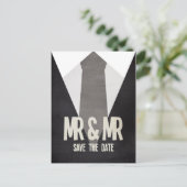 Carte Postale Faire-part Rétro M. & M. Suit Cravate Gay Enregistrer la date (Debout devant)