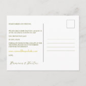 Carte Postale Faire-part Rétro Or Vert Damassé Étape à Sauvegarder (Dos)