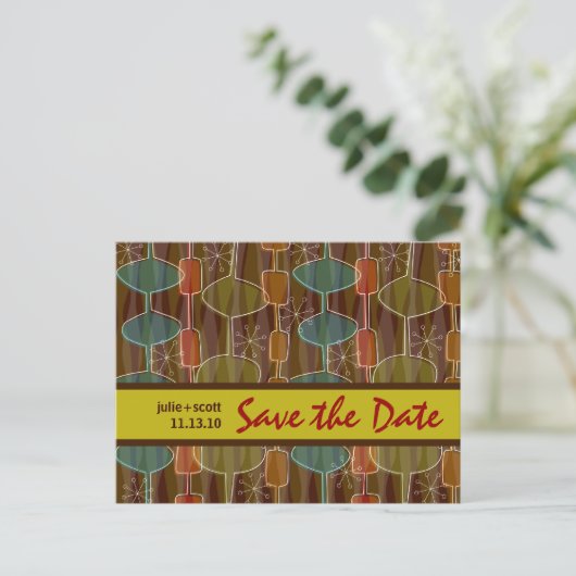 Carte Postale Faire-part Retro Pods Enregistrer la date (Debout devant)