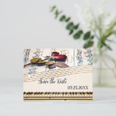 Carte Postale Faire-part Retro Romantic Music Themed Save the Date  (Debout devant)