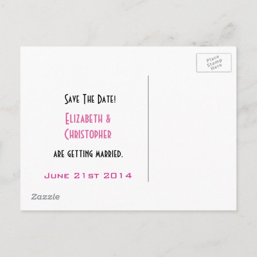 Carte Postale Faire-part Rétro Style Dîner Couple Marié Enregistrer la Date (Dos)