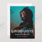 Carte Postale Faire-part Retro Typographie Photo Graduation (Devant / Derrière)