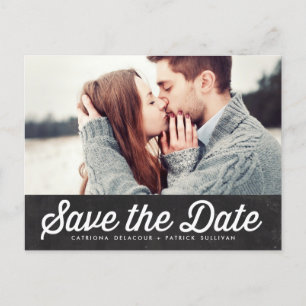 Carte Postale Faire-part Retro Typography Tableau noir Enregistrer la date