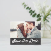 Carte Postale Faire-part Retro Typography Tableau noir Enregistrer la date  (Debout devant)