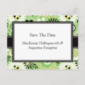 Carte Postale Faire-part Retro Vert Brown Jaune Enregistrer la date (Devant)