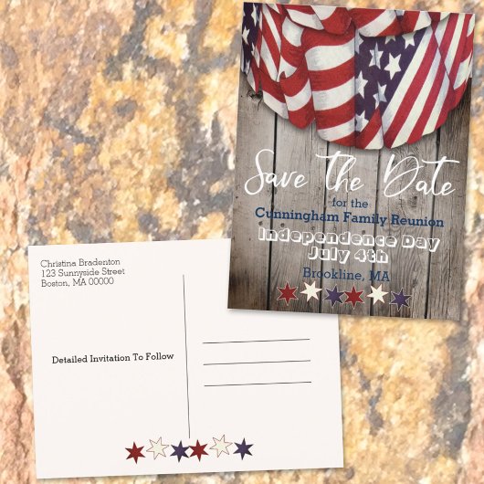 Carte Postale Faire-part Retrouvailles Familiales Patriotiques Rustiques En