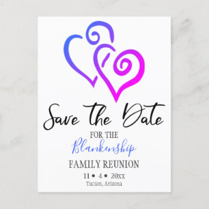 Carte Postale Faire-part Retrouvailles Familiales Sauvez La Date Coeurs Ros