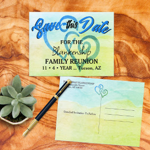 Carte Postale Faire-part Retrouvailles Familiales Sauvez La Date Coeurs Ver