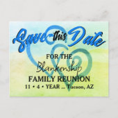 Carte Postale Faire-part Retrouvailles Familiales Sauvez La Date Coeurs Ver (Devant)