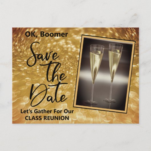 Carte Postale Faire-part Réunion de classe Enregistrer la date Baby Boomer  (Devant)