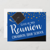 Carte Postale Faire-part Réunion de classe scolaire Faux confettis en or (Devant / Derrière)