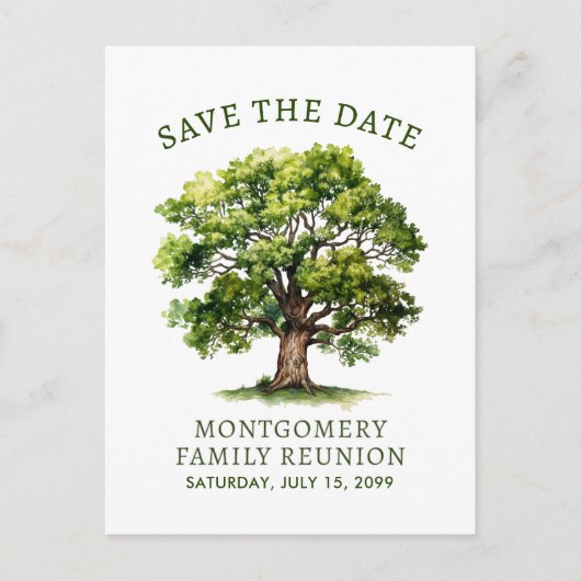 Carte Postale Faire-part Réunion de famille Arbre aquarelle Save The Date (Devant)