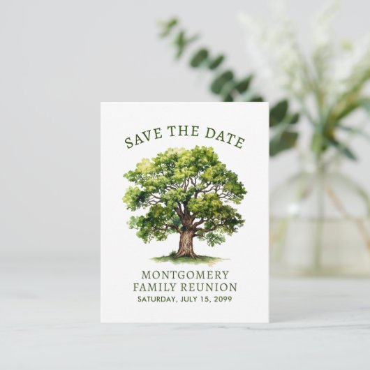 Carte Postale Faire-part Réunion de famille Arbre aquarelle Save The Date (Debout devant)