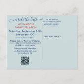 Carte Postale Faire-part Réunion de famille Enregistrez la date Campagne Co (Dos)