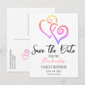 Carte Postale Faire-part Réunion de famille Enregistrez la date Cœurs liés  (Devant / Derrière)