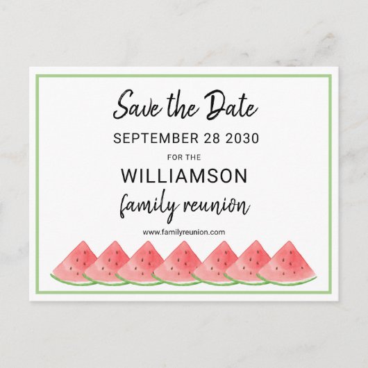 Carte Postale Faire-part Réunion de famille Pastèque - Sauvegarder la date (Devant)