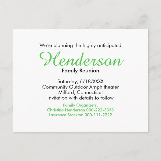 Carte Postale Faire-part Réunion de famille Rustique Sauvegarder la date Ty (Dos)